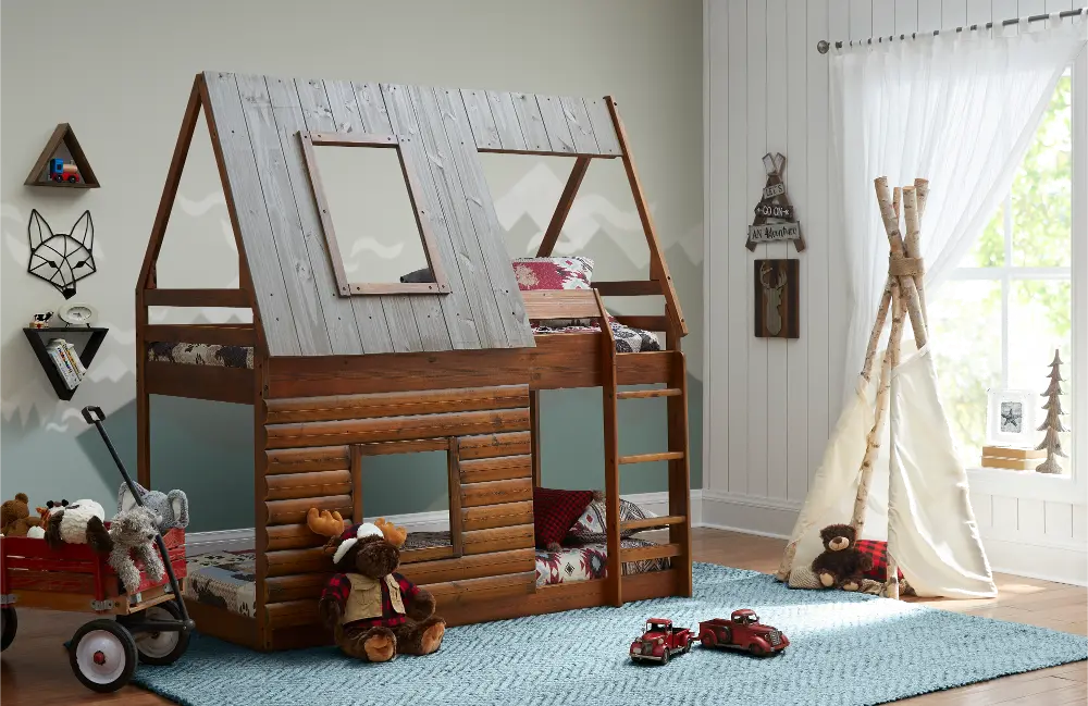 Rocky Mountain Brown Twin-over-Twin Bunk Bed-1