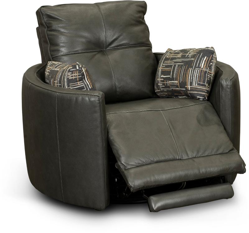 Waterloo Charcoal Gray Leather Curved, Curved Leather Power Recliner Sofa