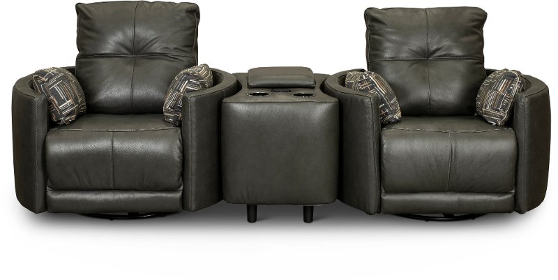 3 Piece Curved Home Theater Seating, Home Theater Leather Sofa