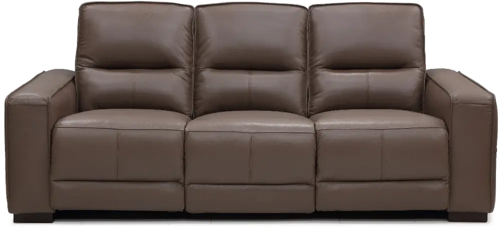 Jet Mink Brown Leather Power Reclining Sofa-1
