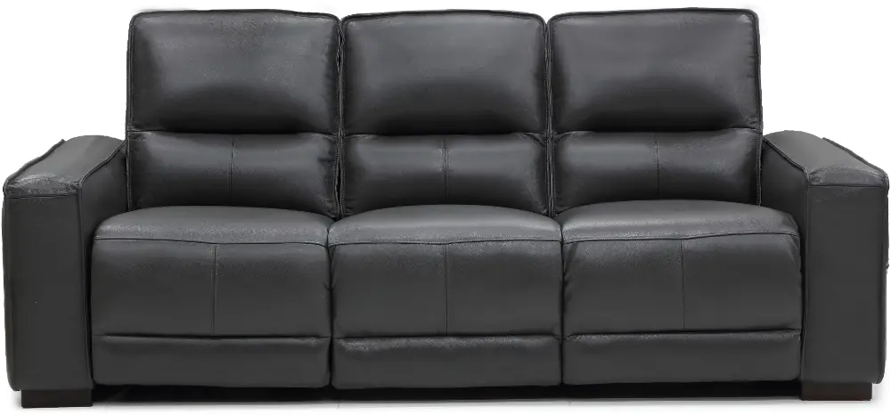 Jet Dark Gray Leather Power Reclining Sofa-1