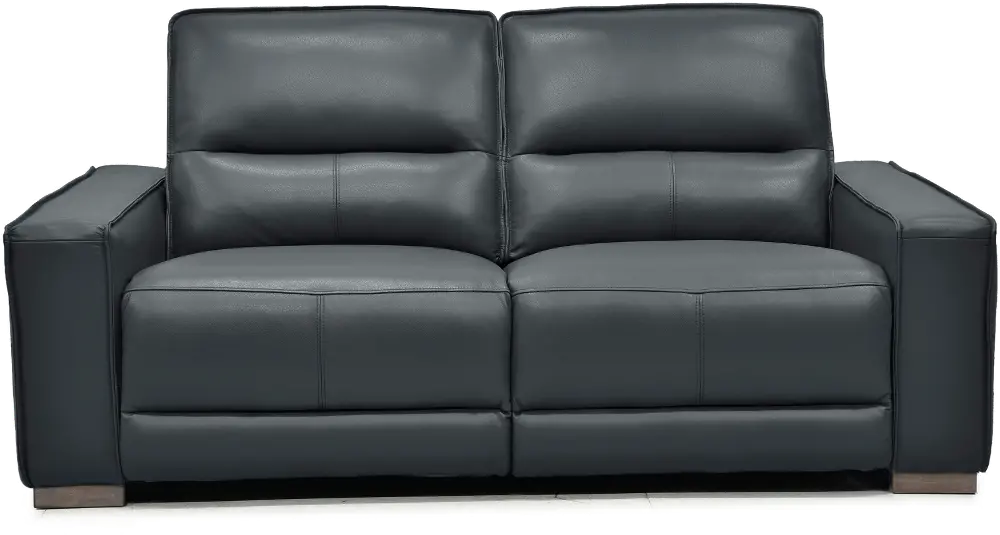 Jet Dark Gray Leather Power Reclining Loveseat-1