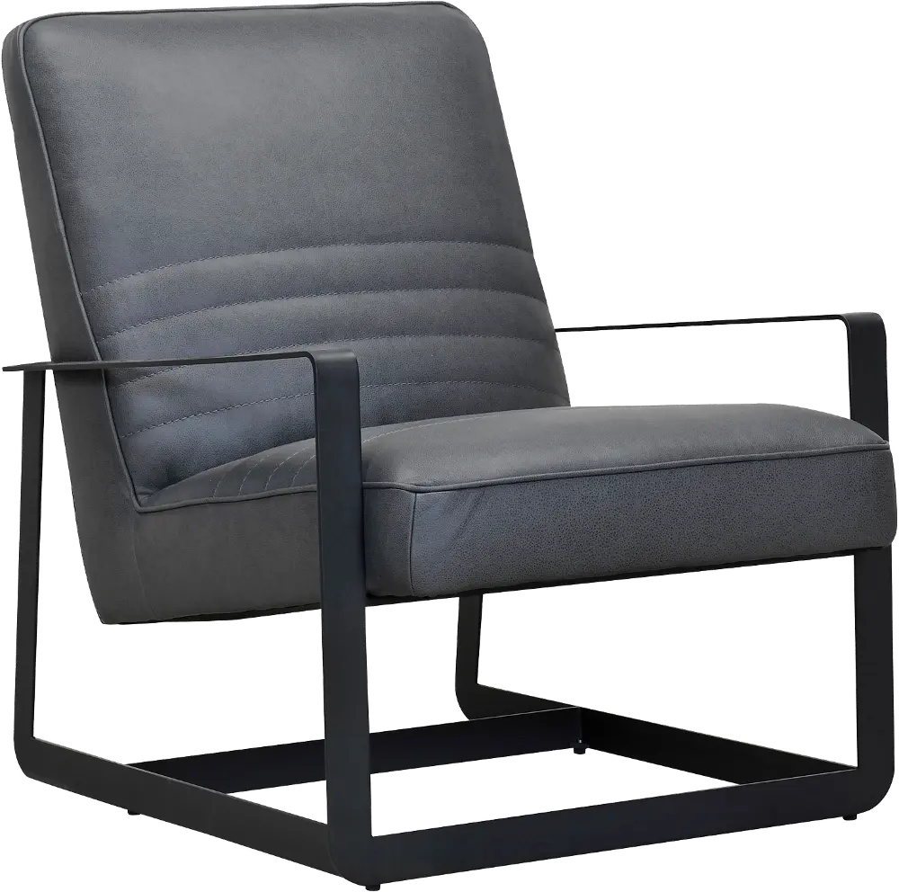 Modern Gravel Dark Gray Leather Accent Chair - Xenia-1