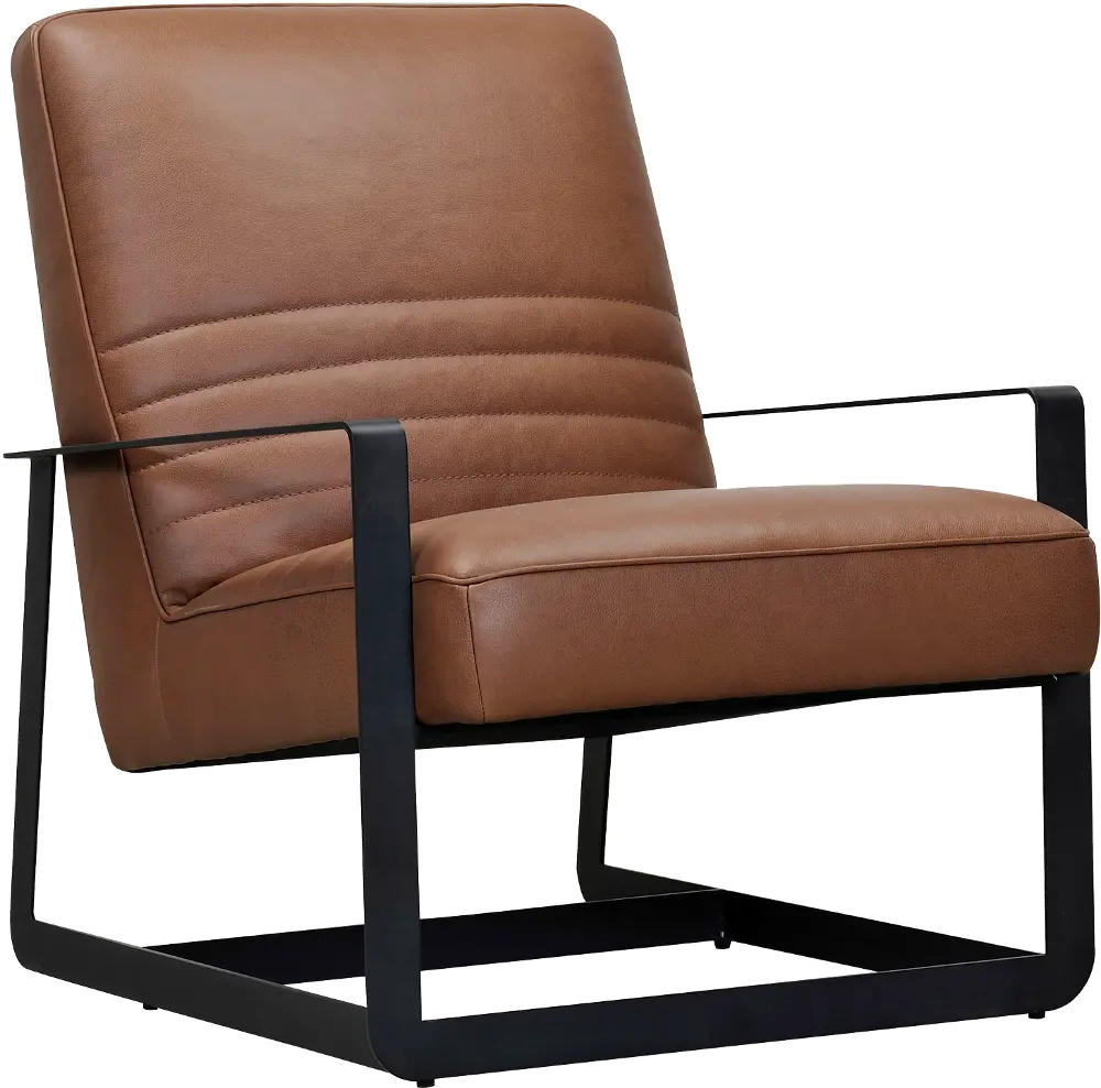Modern Russet Brown Leather Accent Chair - Xenia-1