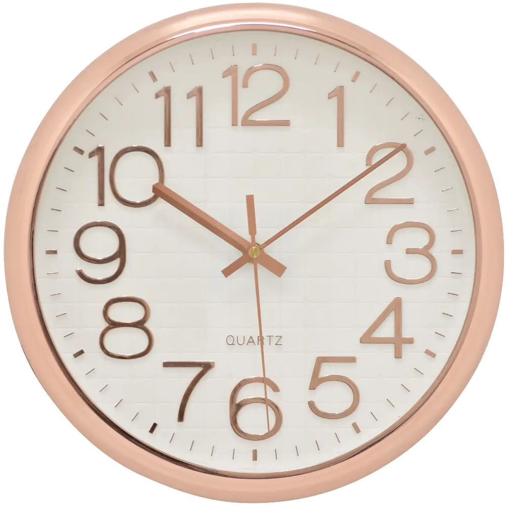 Contemporary 12 Inch Rose Gold Round Wall Clock-1