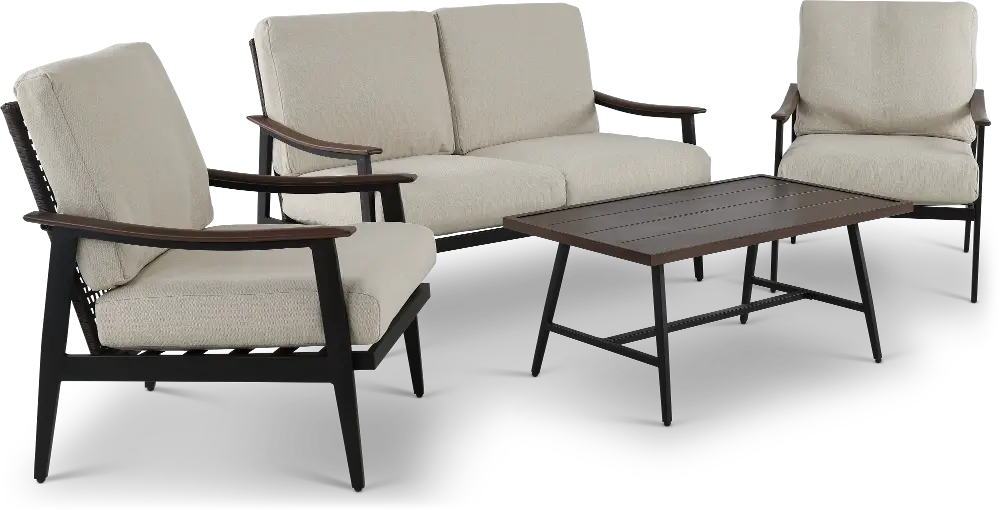 11990040T001-ST Cozumel Mid-century Modern 4 Piece Deep Seating Patio Set-1