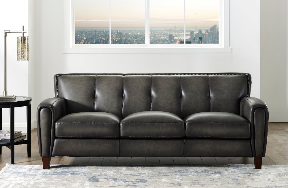 112193919 Savannah Ash Gray Leather Sofa sku 112193919