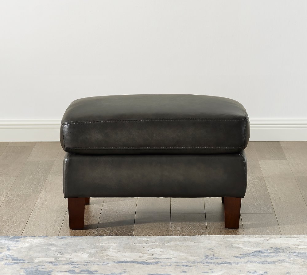 112193950 Savannah Ash Gray Leather Ottoman - Amax Leather sku 112193950