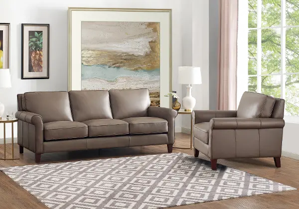 Classic Leather 2 Piece Sofa And Chair Set New London Rc Willey Classic Leather 2 Piece Sofa And Chair, Classic Leather Sofa Set