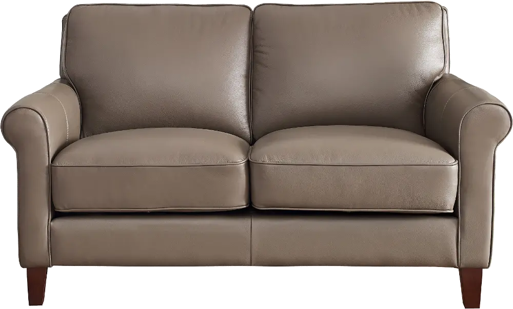 New London Taupe Leather Loveseat - Amax Leather-1