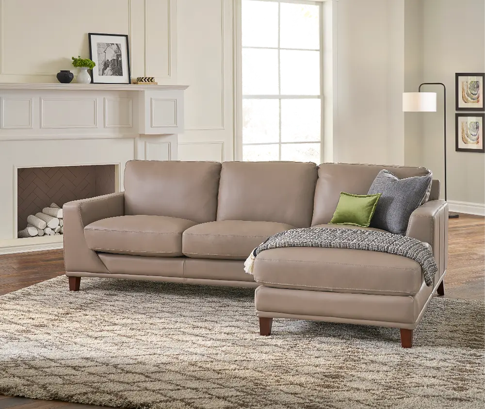 Sonoma Taupe Leather Sofa-Chaise-1
