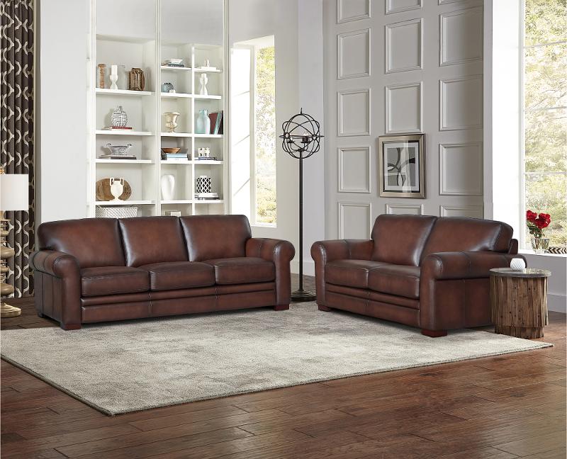 Carmel Brown Leather 2 Piece Sofa And, 2 Piece Leather Sofa