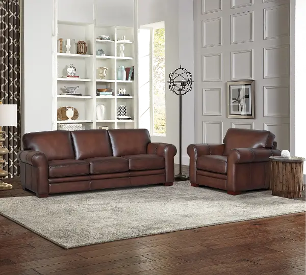 Eglinton Carmel Brown Leather Sofa And, Grey Leather Sofa And 2 Chairs Set