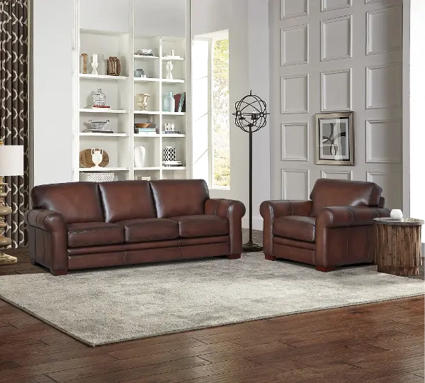 Eglinton Carmel Brown Leather Sofa And Chair Set Rc Willey Eglinton Carmel Brown Leather Sofa And, Grey Leather Sofa And 2 Chairs Set