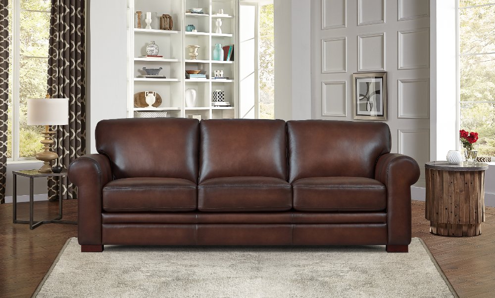 112194729 Eglinton Brown Leather Sofa sku 112194729