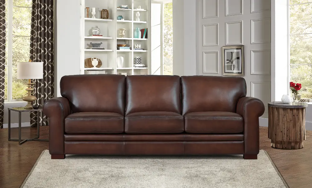 Eglinton Brown Leather Sofa-1