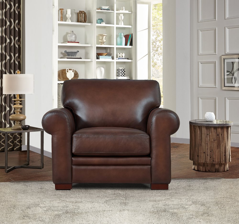 112194745 Eglinton Brown Leather Chair sku 112194745