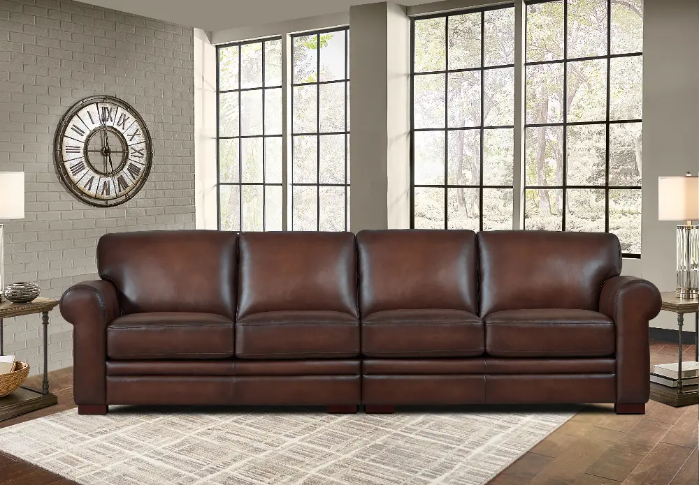 Eglinton Brown Leather 4 Seat Sofa-1