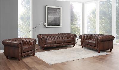 Traditional Brown Leather Sofa And, Traditional Leather Sofa Set