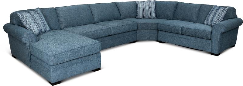 Blue 4 Piece Sectional Sofa With Laf, Blue Leather Sectional Sofa With Chaise