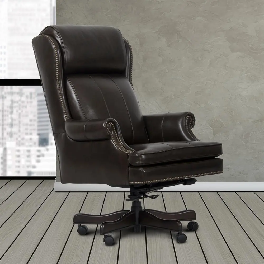 Pacific Brown Leather Office Chair-1