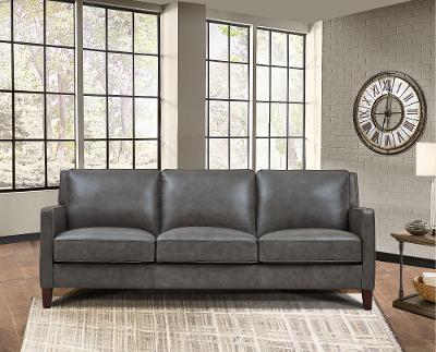 New Haven Ash Gray Leather 2 Piece Sofa, Haven Top Grain Leather Power Reclining Sofas