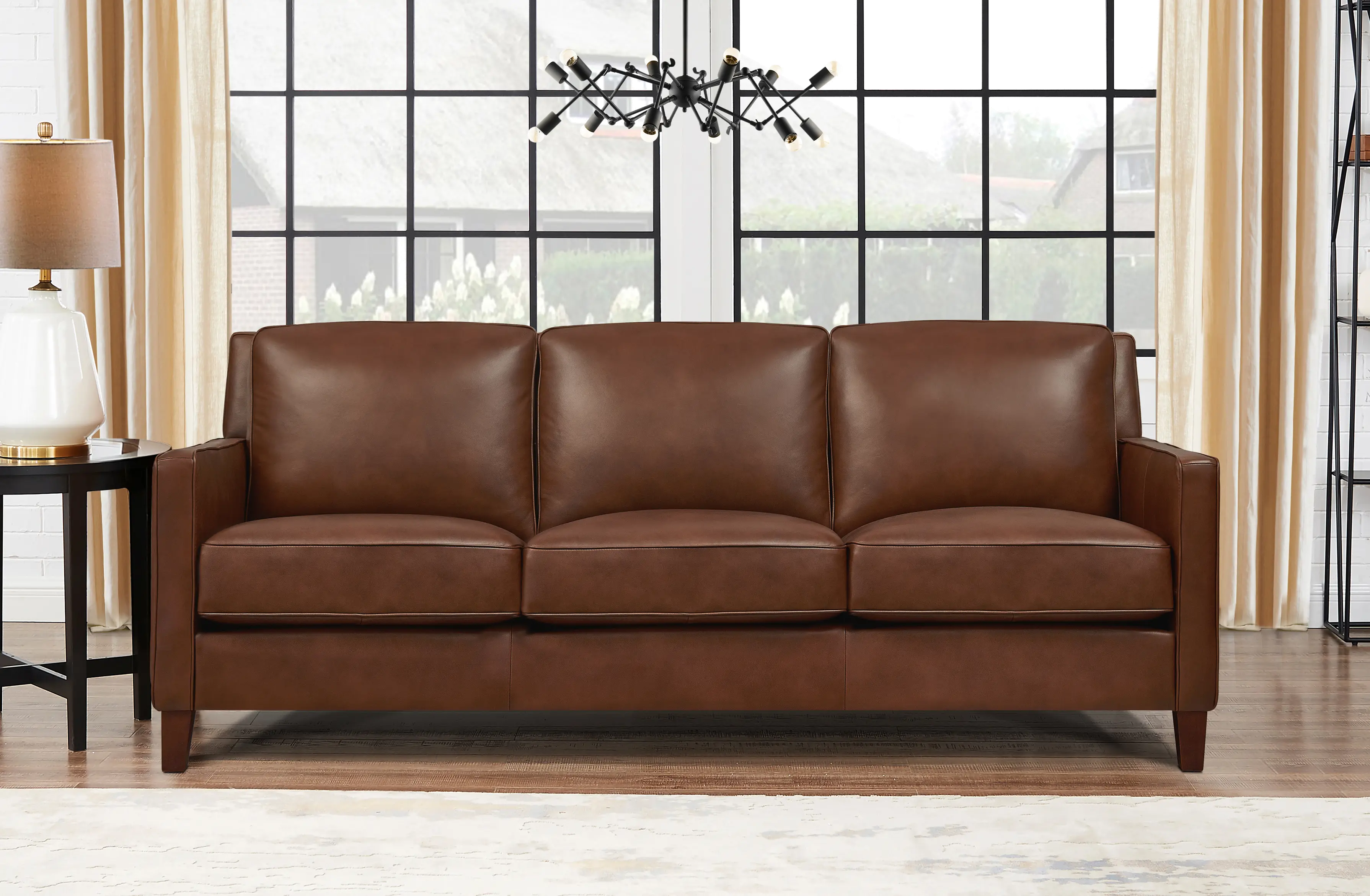 New Haven Brown Leather Sofa - Amax Leather