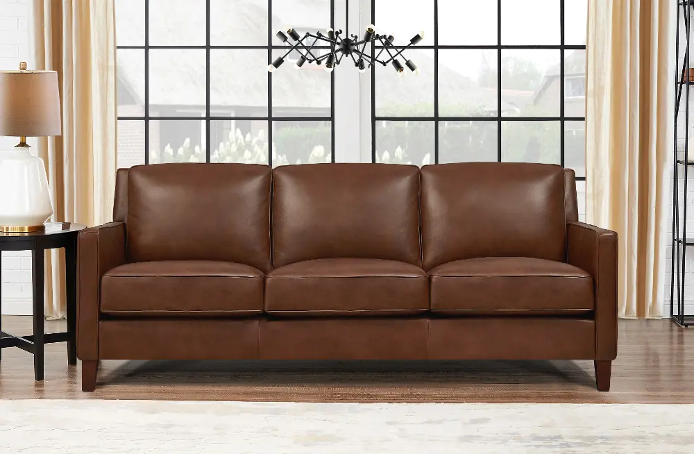 New Haven Brown Leather Sofa - Amax Leather-1