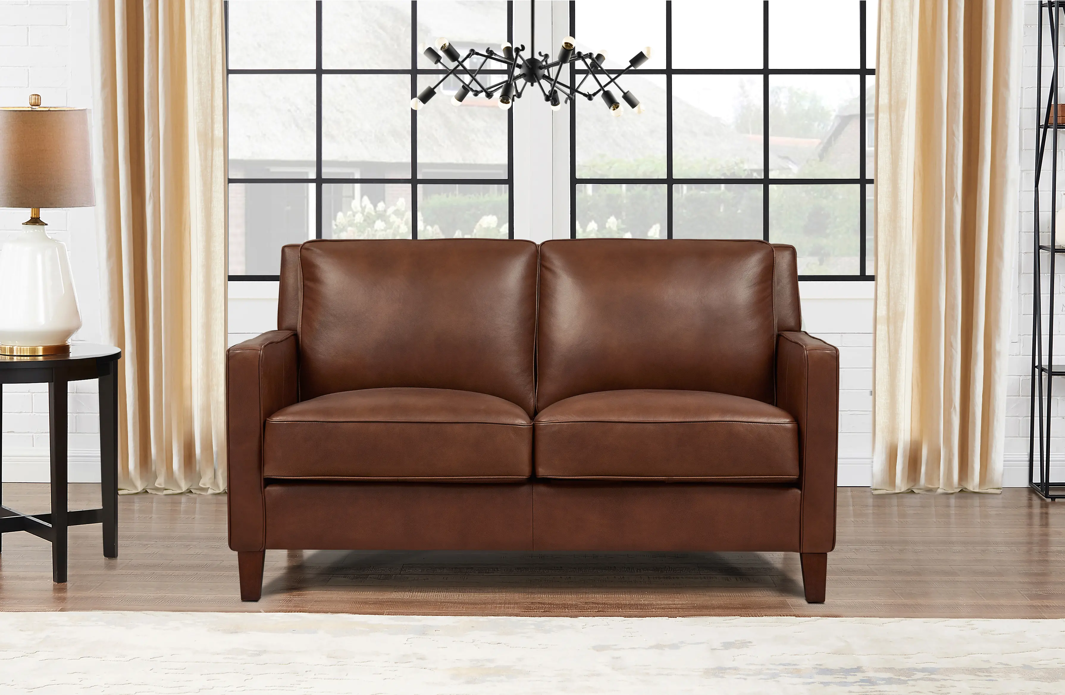 6571-20-1566H New Haven Tobacco Brown Leather Loveseat - Amax Le sku 6571-20-1566H