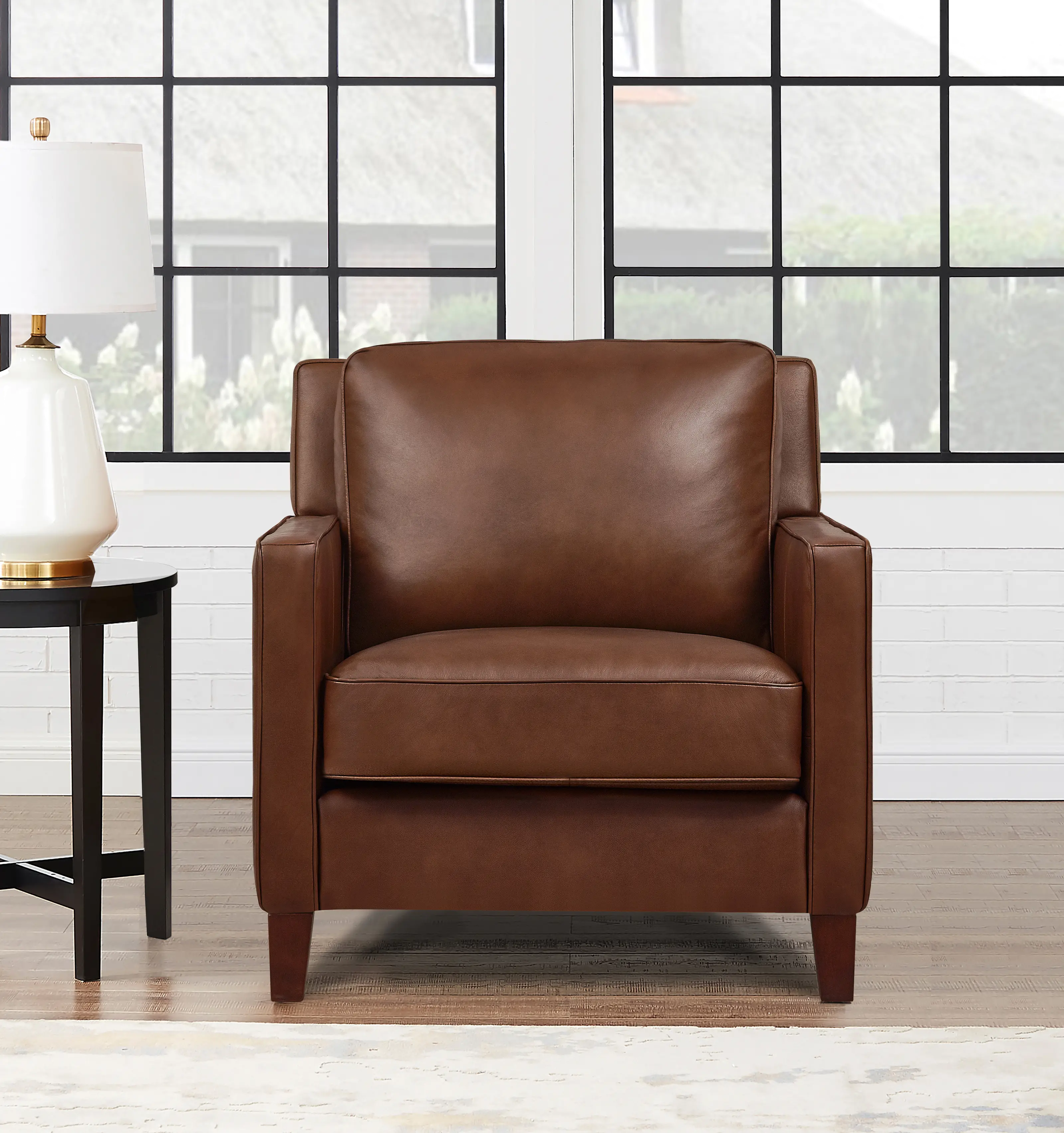 New Haven Contemporary Tobacco Brown Leather Chair