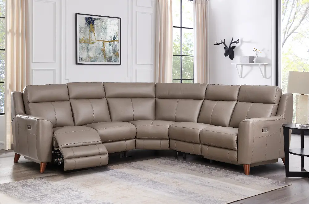 Fresno 3-Piece Curved Power Reclining Leather Sectional-1