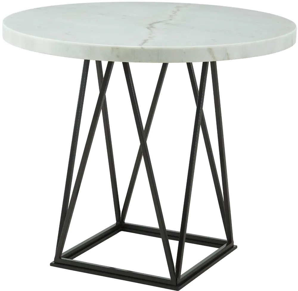 Rocco White Marble Round Counter Height Dining Table-1