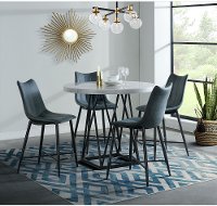 Rocco Contemporary Marble and Metal 5 Piece Counter Height Dining Set
