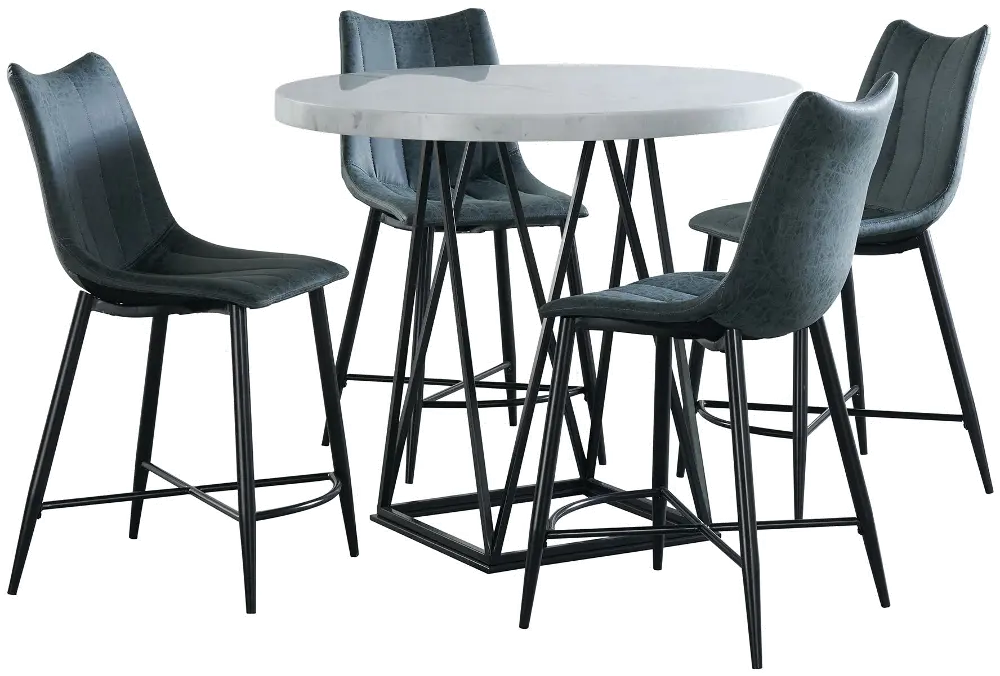 Rocco White and Black 5 Piece Counter Height Dining Set-1