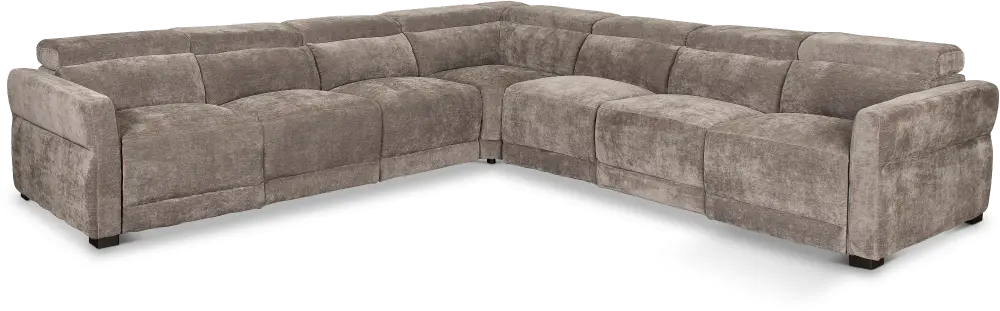Mystery Brown 5 Piece Power Reclining Sectional-1