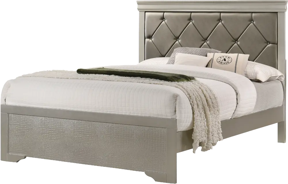 Contemporary Shimmery Gray Queen Bed - Amalia-1