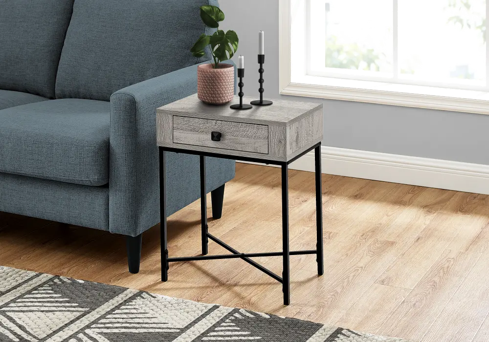 Grey Metal Accent Table-1