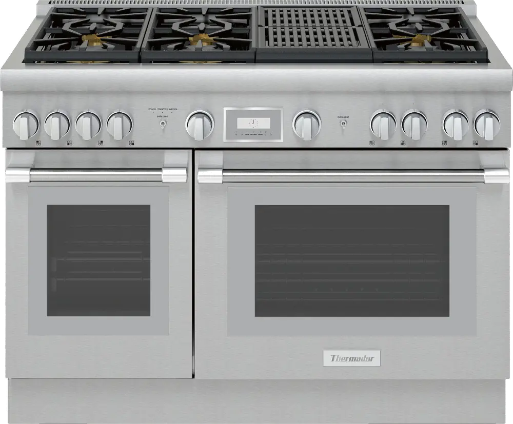 PRD486WLHU Thermador Dual Fuel Pro Harmony Double Oven Smart Range with 6 Burners - 48 Inch, Stainless Steel-1