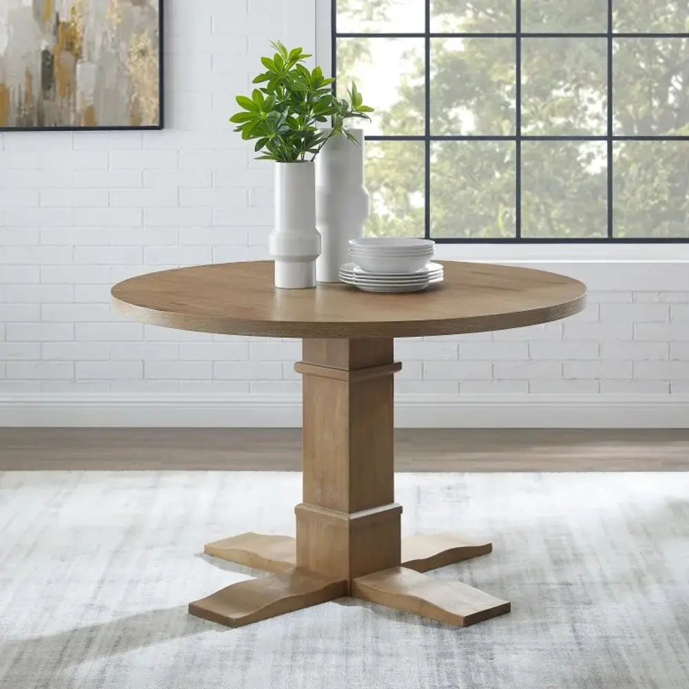 KF13060RB Joanna Rustic Brown Round Dining Table-1