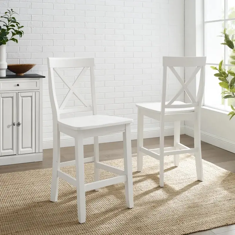CF500424-WH X-Back White Counter Height Stool, Set of 2 sku CF500424-WH