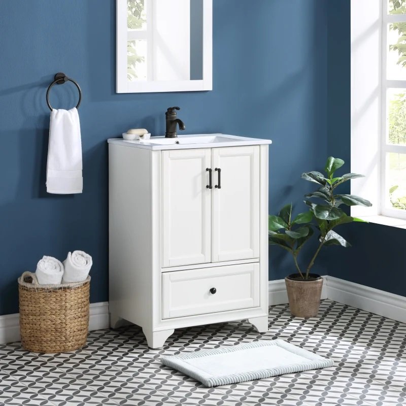 24 Inch White Bathroom Vanity With Sink Tara Rc Willey - 24 Inch White Bathroom Vanity With Gray Top