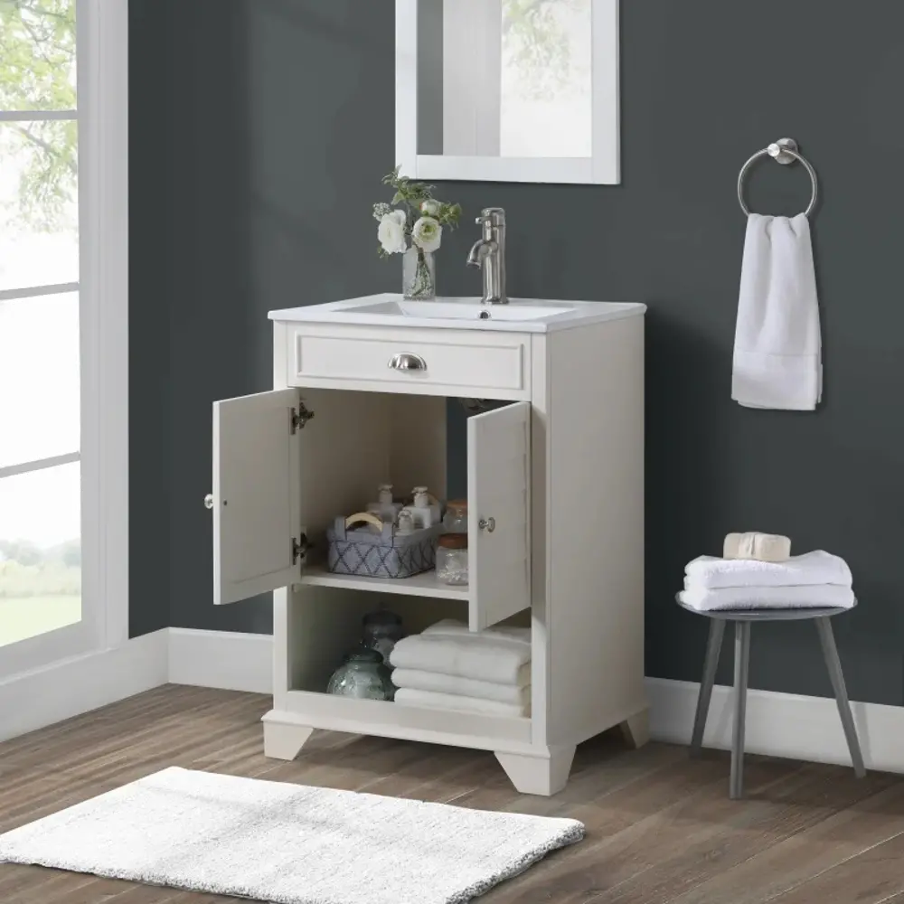 CF7023-WH 24 Inch White Bath Vanity With Sink- Lydia-1