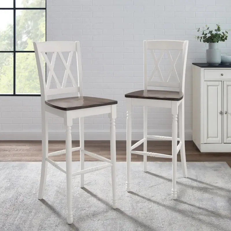 CF501030-WH Shelby White Bar Stools, Set of 2 sku CF501030-WH