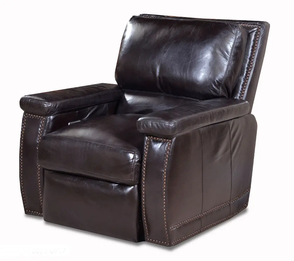 Primo Traditional Smoke Dark Brown Leather Power Recliner-1