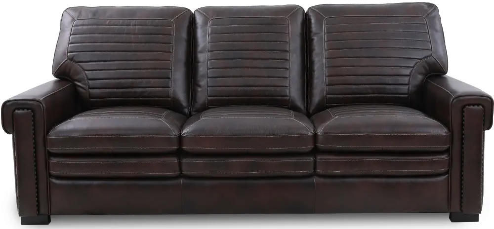 Travis Dark Brown Leather Sofa-1