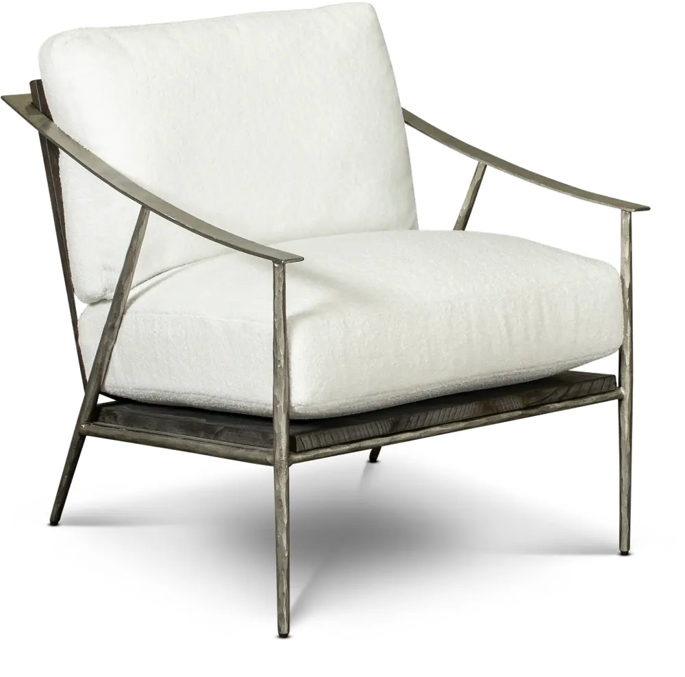 Maxx White and Stainless Steel Accent Chair-1