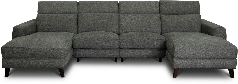 Charcoal Gray 4 Piece Power Sofa with Left and Right Chaise - Royals-1