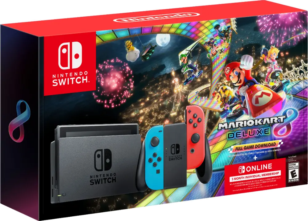 SWI HADSKABLD Nintendo Switch Bundle with Mario Kart 8 - Red/Blue Joy-Con Controller-1