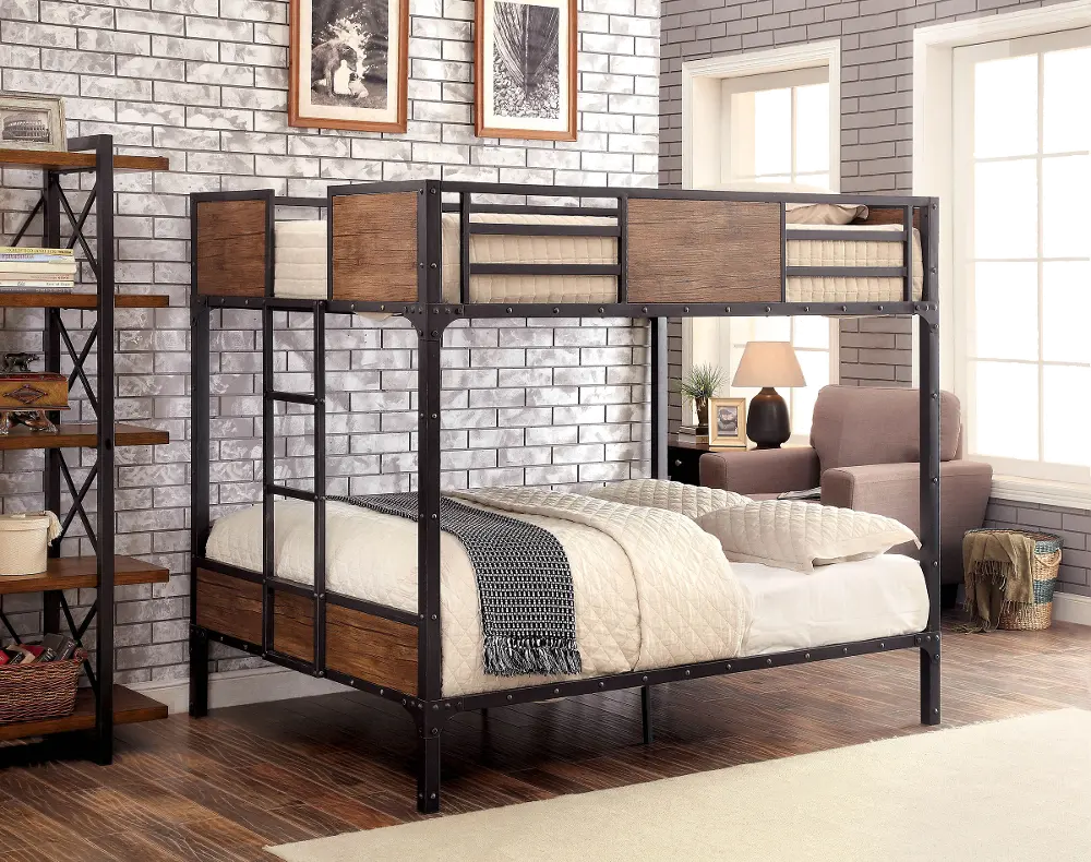 Clapton Wood and Black Metal Full over Full Bunk Bed-1