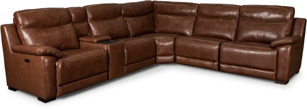 Kobe Brown Leather-Match 6 Piece Power Reclining Sectional-1